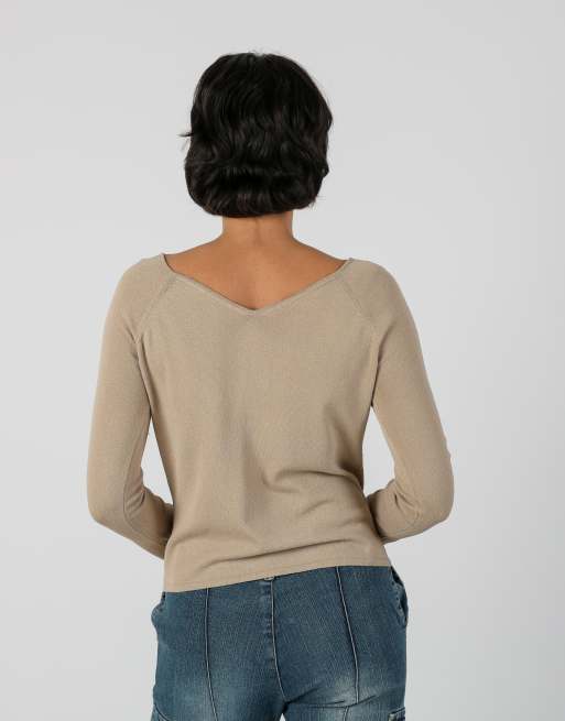 Vintage Unbranded S long sleeve top in beige, 2 of 4