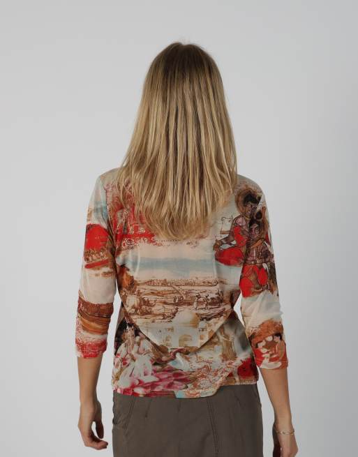 Vintage Unbranded S long sleeve top in beige, 2 of 4