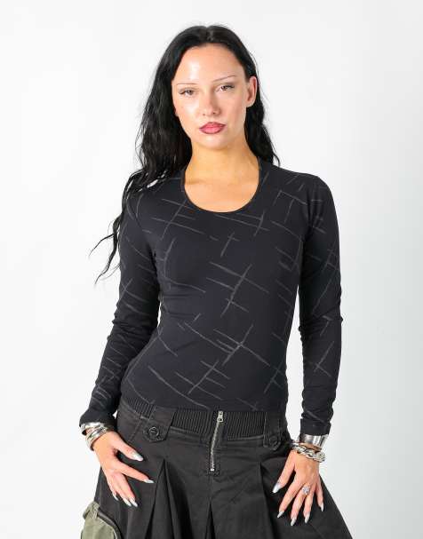 Vintage Unbranded S long sleeve top in black - view 1