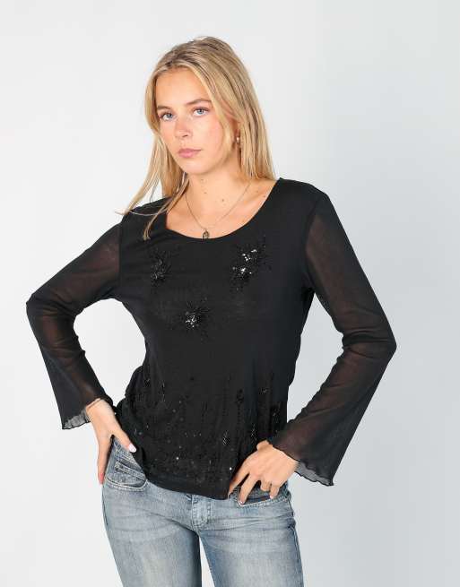 Vintage Unbranded S long sleeve top in black