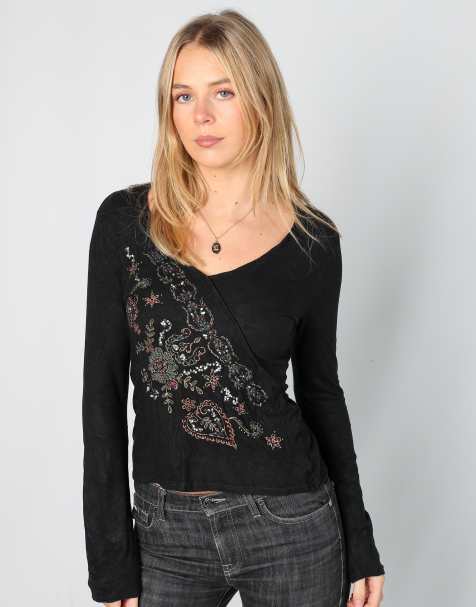 Vintage Unbranded S long sleeve top in black - view 1