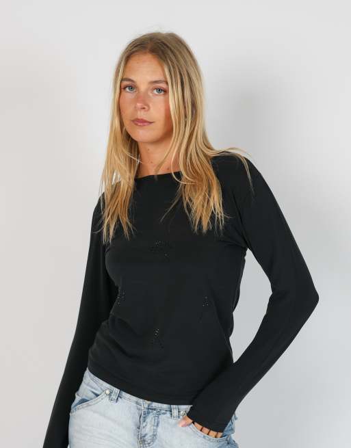 Vintage Unbranded S long sleeve top in black