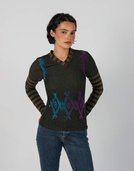 Vintage Unbranded S long sleeve top in black, 1 of 4