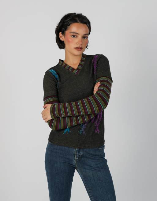 Vintage Unbranded S long sleeve top in black, 3 of 4