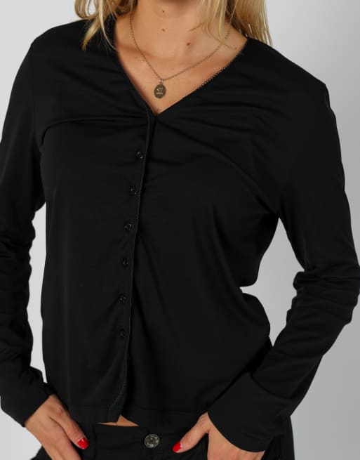 Vintage Unbranded S long sleeve top in black, 4 of 4