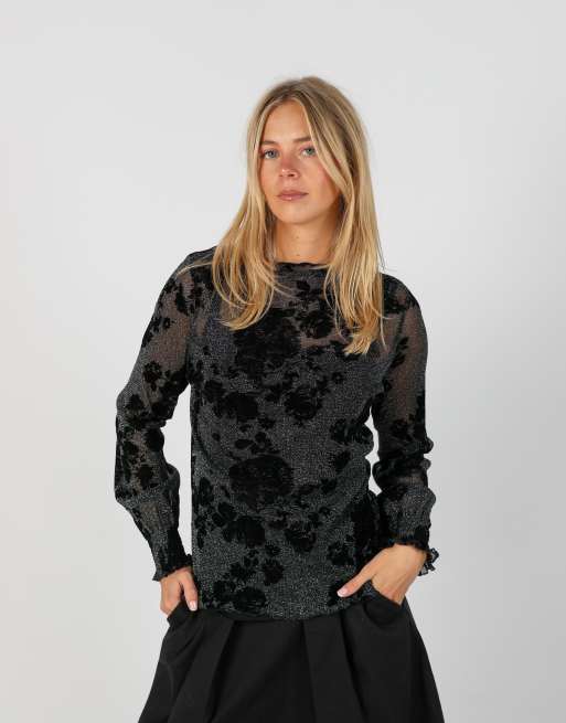 Vintage Unbranded S long sleeve top in black, 3 of 4