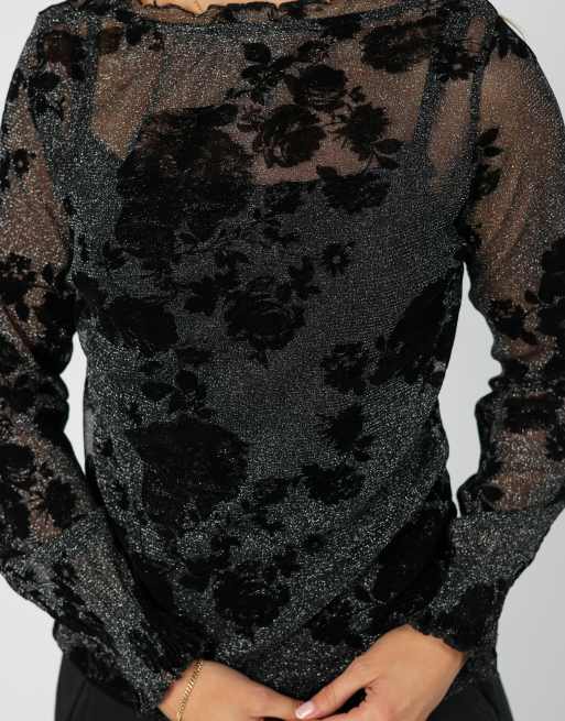 Vintage Unbranded S long sleeve top in black, 4 of 4