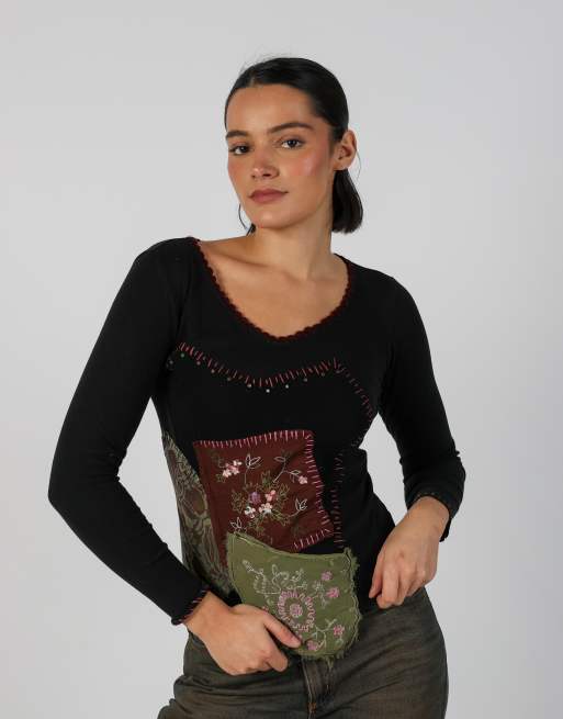 Vintage Unbranded S long sleeve top in black, 1 of 4
