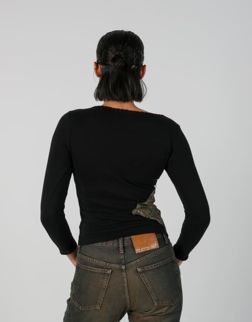 Vintage Unbranded S long sleeve top in black, 2 of 4