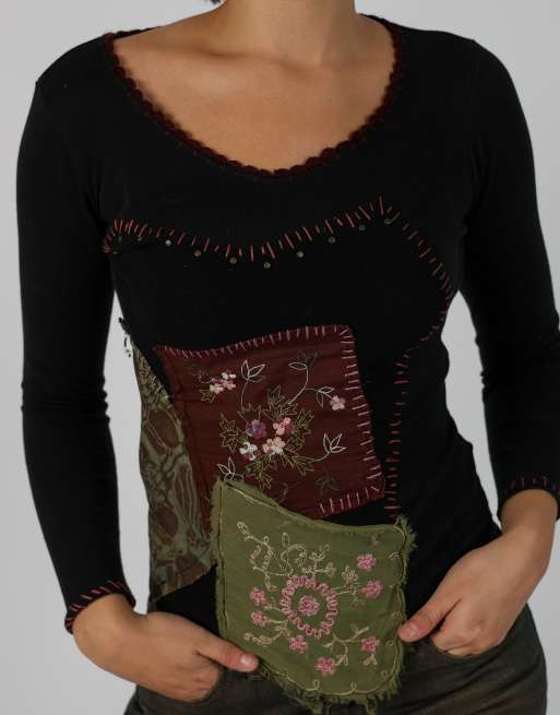 Vintage Unbranded S long sleeve top in black, 4 of 4