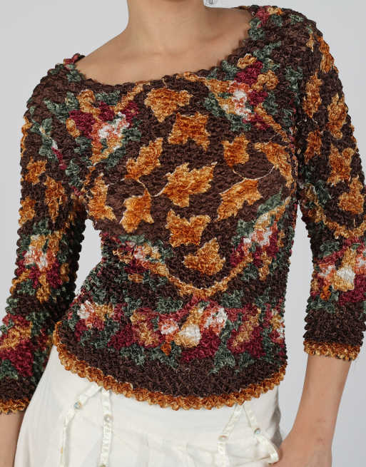 Vintage Unbranded S long sleeve top in brown, 4 of 4