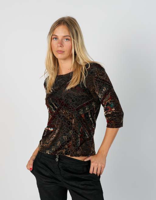 Vintage Unbranded S long sleeve top in brown, 1 of 4