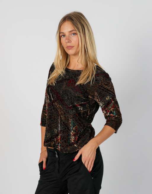 Vintage Unbranded S long sleeve top in brown, 3 of 4