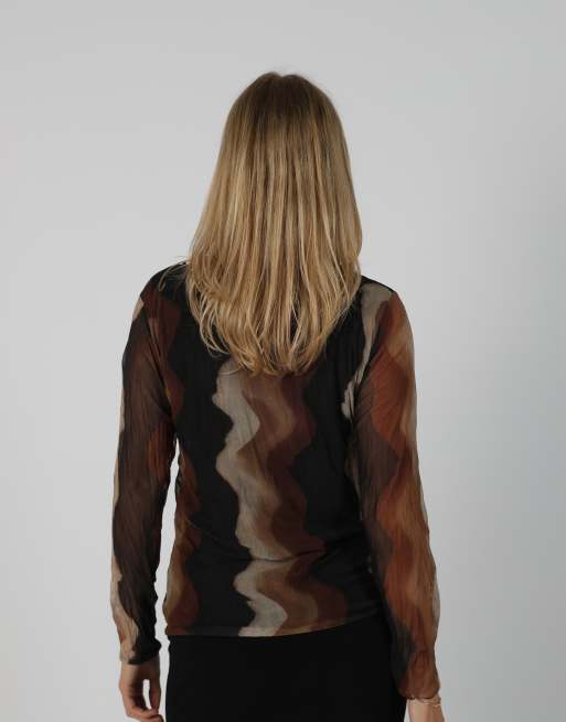 Vintage Unbranded S long sleeve top in brown, 2 of 4