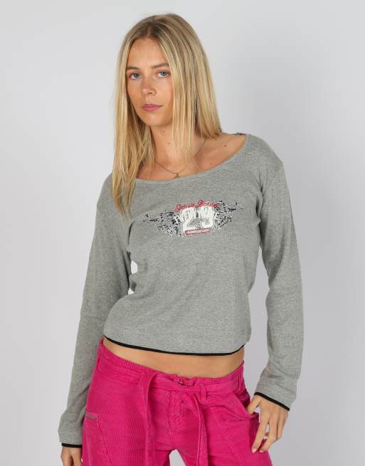 Vintage Unbranded S long sleeve top in charcoal grey