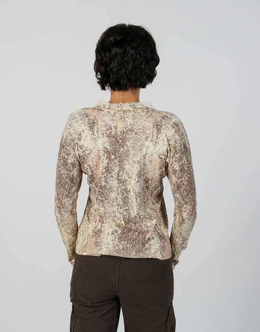 Vintage Unbranded S long sleeve top in cream, 2 of 4