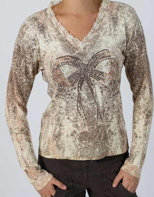 Vintage Unbranded S long sleeve top in cream, 4 of 4