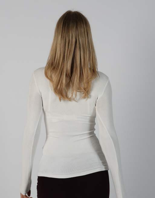 Vintage Unbranded S long sleeve top in cream, 2 of 4