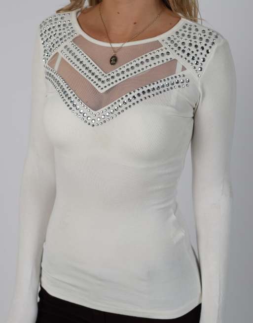 Vintage Unbranded S long sleeve top in cream, 4 of 4