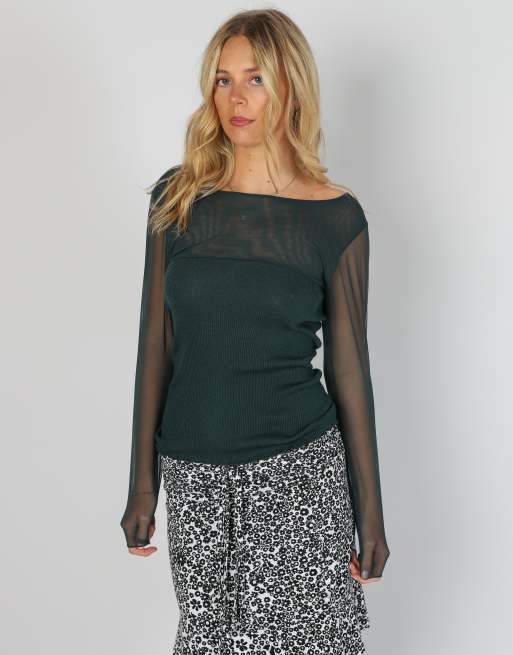 Vintage Unbranded S long sleeve top in dark green