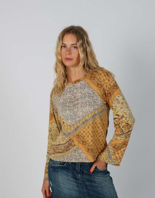 Vintage Unbranded S long sleeve top in mustard yellow, 3 of 4