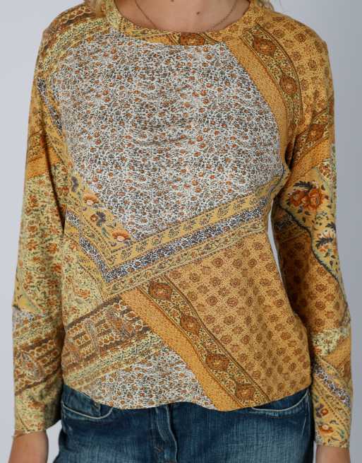 Vintage Unbranded S long sleeve top in mustard yellow, 4 of 4