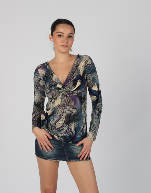 Vintage Unbranded S long sleeve top in navy blue