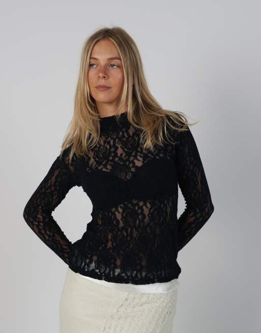 Vintage Unbranded S long sleeve top in navy blue, 3 of 4