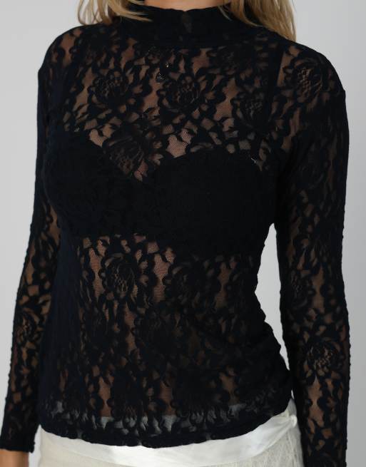 Vintage Unbranded S long sleeve top in navy blue, 4 of 4