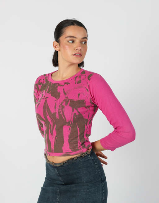 Vintage Unbranded S long sleeve top in pink, 3 of 4