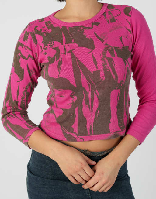 Vintage Unbranded S long sleeve top in pink, 4 of 4