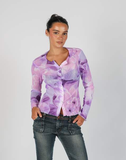 Vintage Unbranded S long sleeve top in purple - view 1