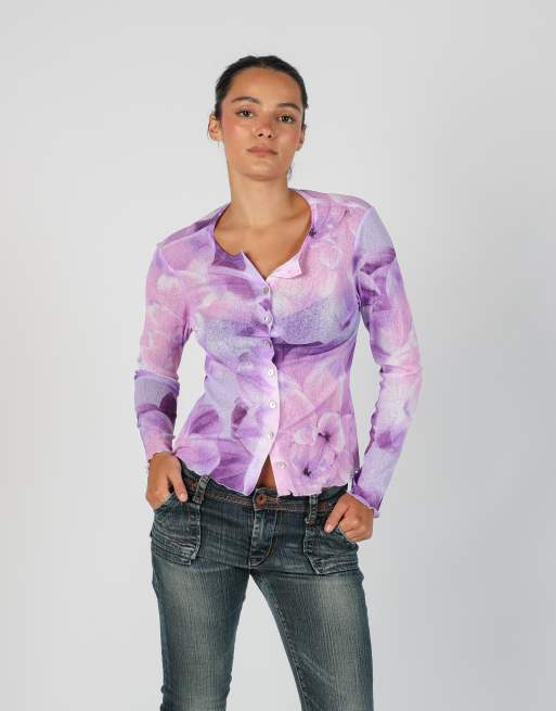 Vintage Unbranded S long sleeve top in purple, 3 of 4