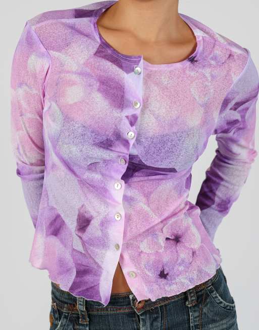 Vintage Unbranded S long sleeve top in purple, 4 of 4