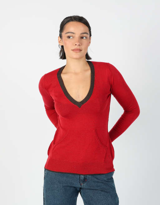 Vintage Unbranded S long sleeve top in red, 1 of 4