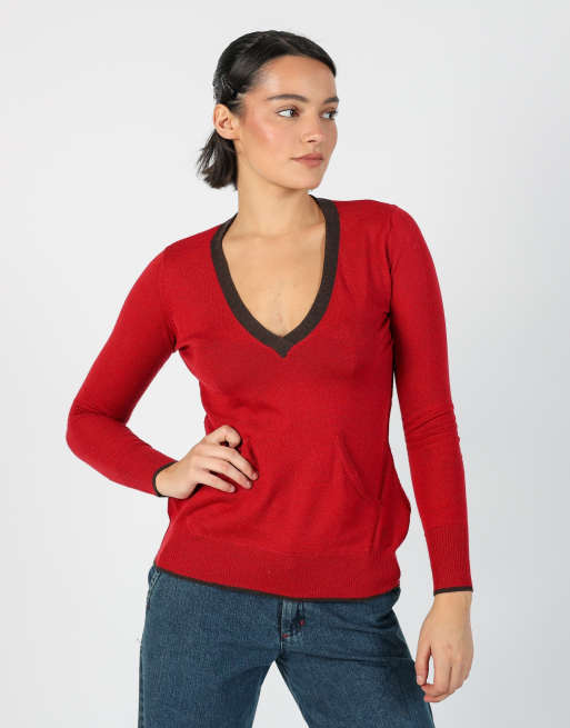 Vintage Unbranded S long sleeve top in red, 3 of 4