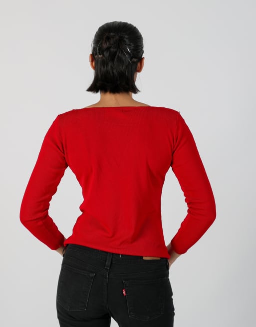 Vintage Unbranded S long sleeve top in red, 2 of 4