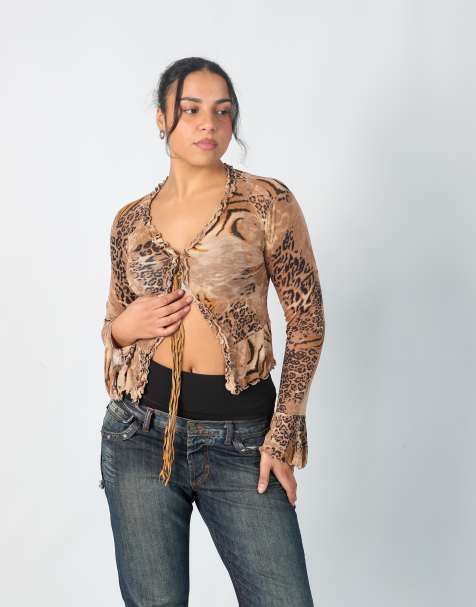 Vintage Unbranded S long sleeve top in tan - view 1
