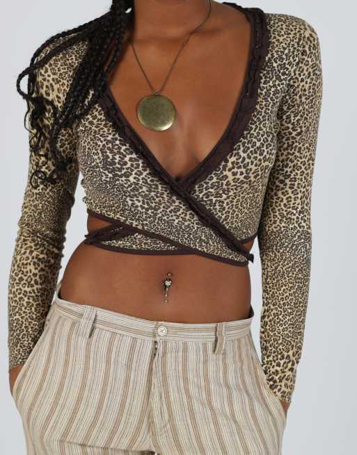 Vintage Unbranded S long sleeve top in tan, 4 of 4