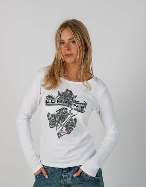 Vintage Unbranded S long sleeve top in white, 1 of 4