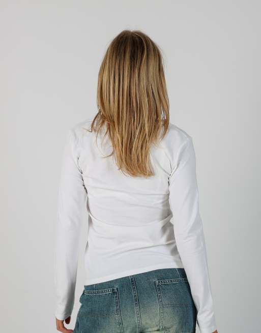 Vintage Unbranded S long sleeve top in white, 2 of 4