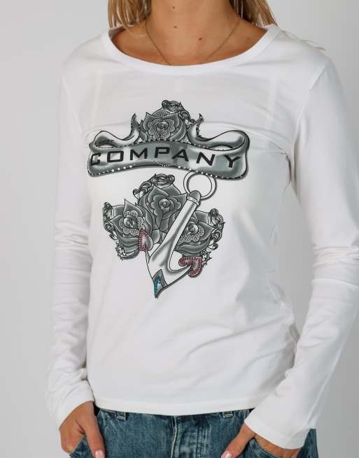 Vintage Unbranded S long sleeve top in white, 4 of 4