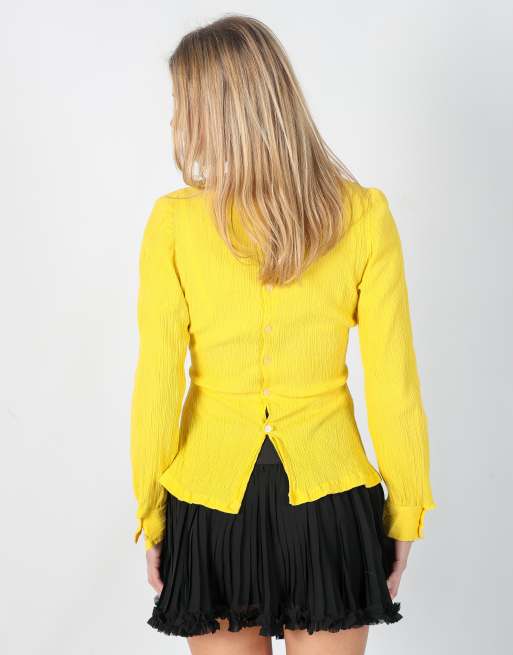 Vintage Unbranded S long sleeve top in yellow, 2 of 4