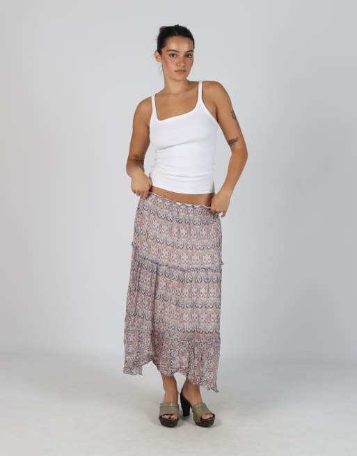 Vintage Unbranded S mesh midi skirt in lilac purple