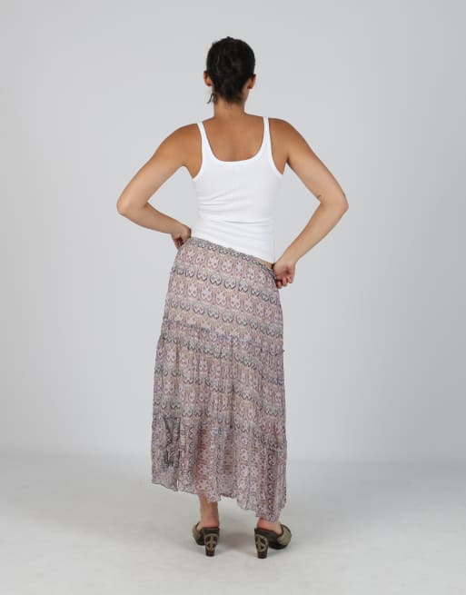 Vintage Unbranded S mesh midi skirt in lilac purple, 3 of 4