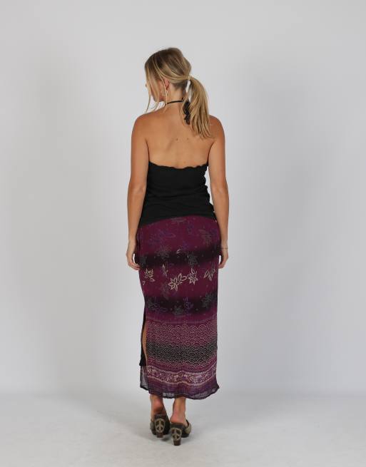 Vintage Unbranded S mesh midi skirt in purple, 3 of 4