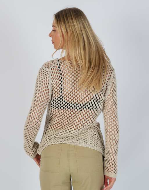 Vintage Unbranded S mesh top in beige, 2 of 4