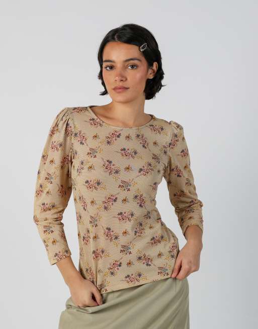 Vintage Unbranded S mesh top in beige, 1 of 4