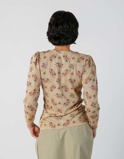 Vintage Unbranded S mesh top in beige, 2 of 4