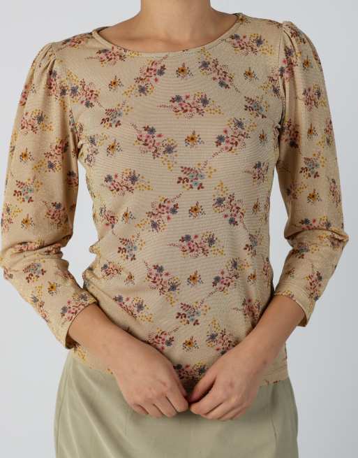 Vintage Unbranded S mesh top in beige, 4 of 4